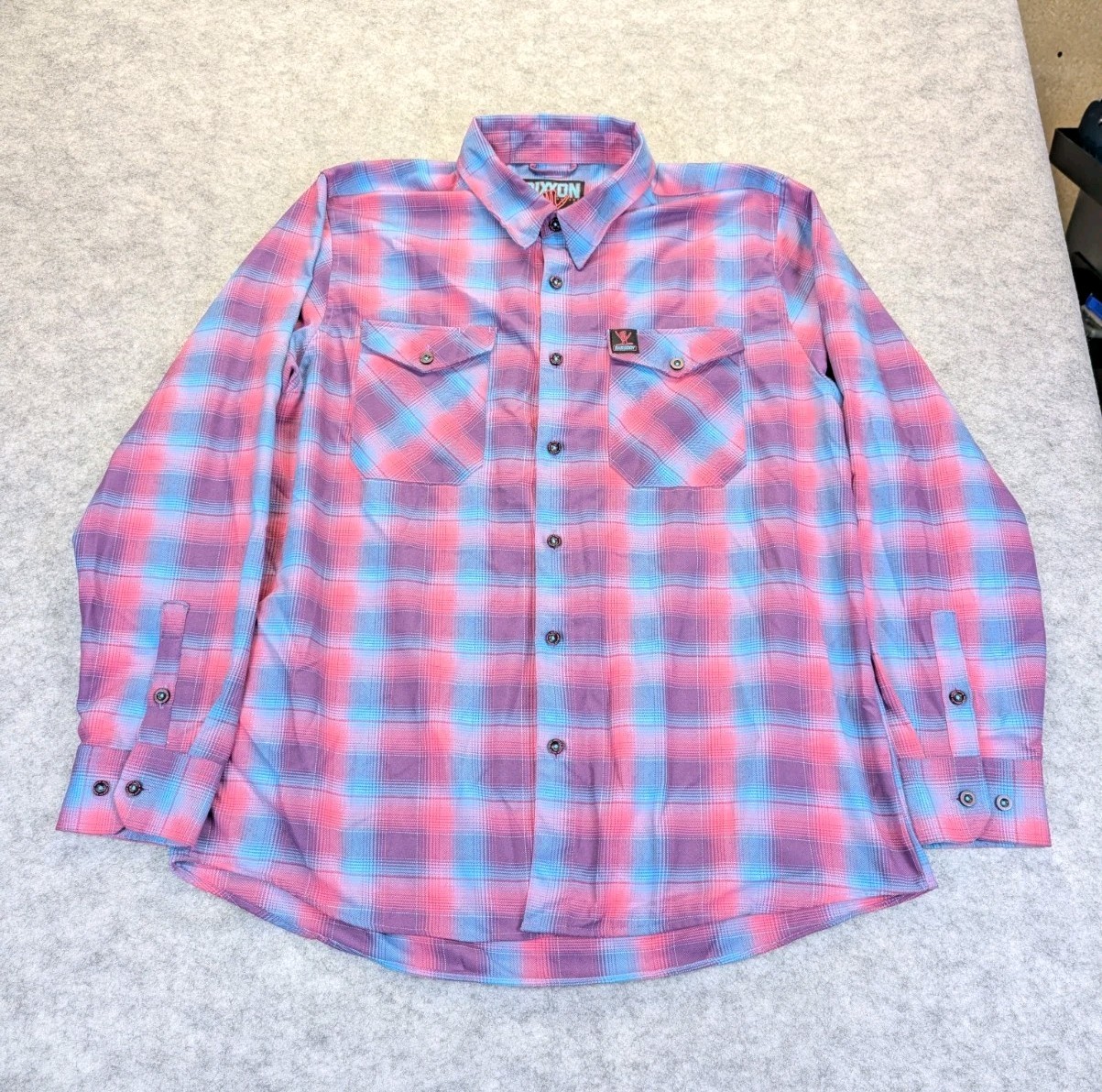 Dixxon x Shreddy Flannel Shirt Mens 2X Teal Purple Plaid D-Tech Long Sleeve Dixxon x Shreddy Flannel Shirt Mens 2X Teal Purple Plaid D-Tech Long Sleeve