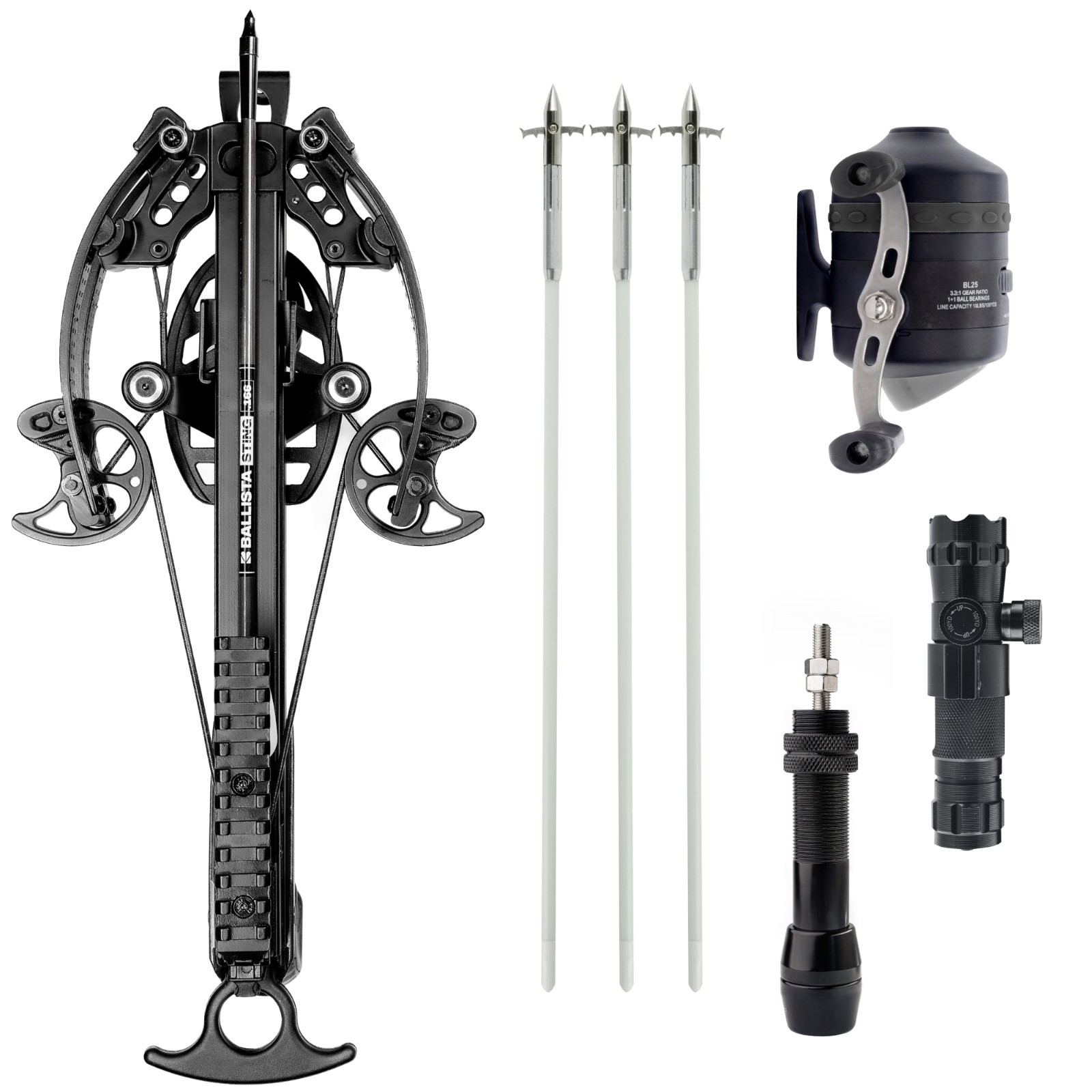 BALLISTA BAT Compound Crossbow w/Bowfishing Arrows, Reel BL25, Laser Reel Mount BALLISTA BAT Compound Crossbow w/Bowfishing Arrows, Reel BL25, Laser Reel Mount