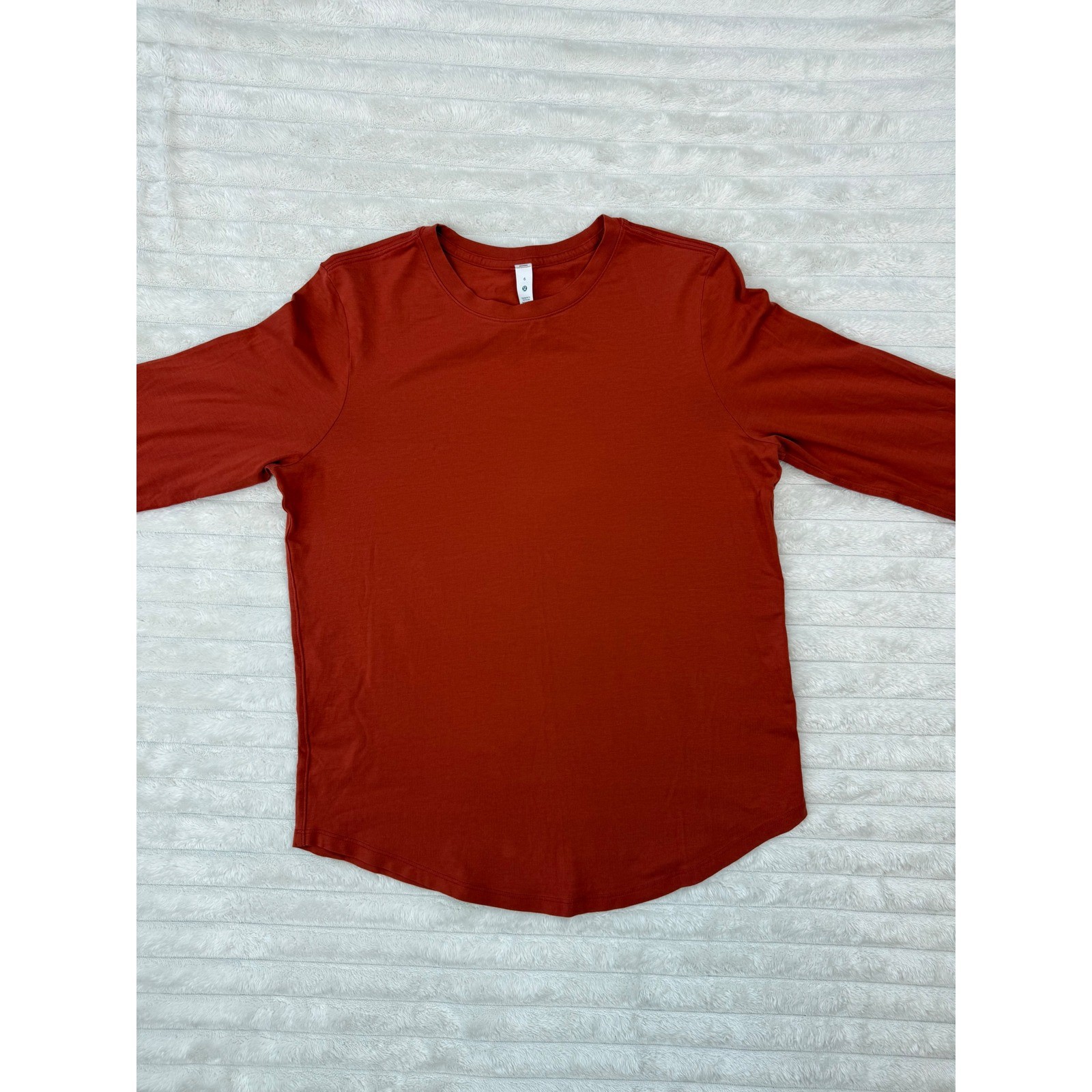 lululemon Love Crew Long Sleeve Shirt Women\'s 6 Rust Orange Pima Cotto
