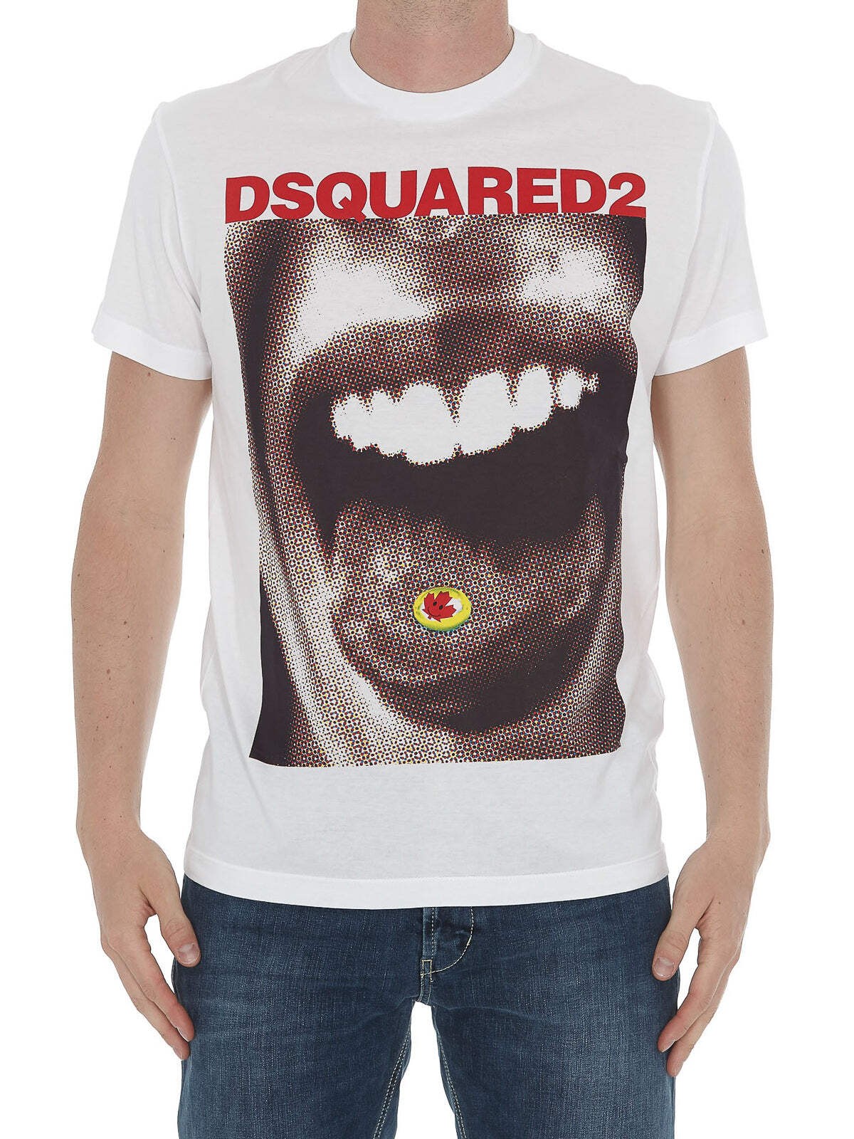 Dsquared2 Men\'s Mouth Print Graphic Cotton T-Shirt - White