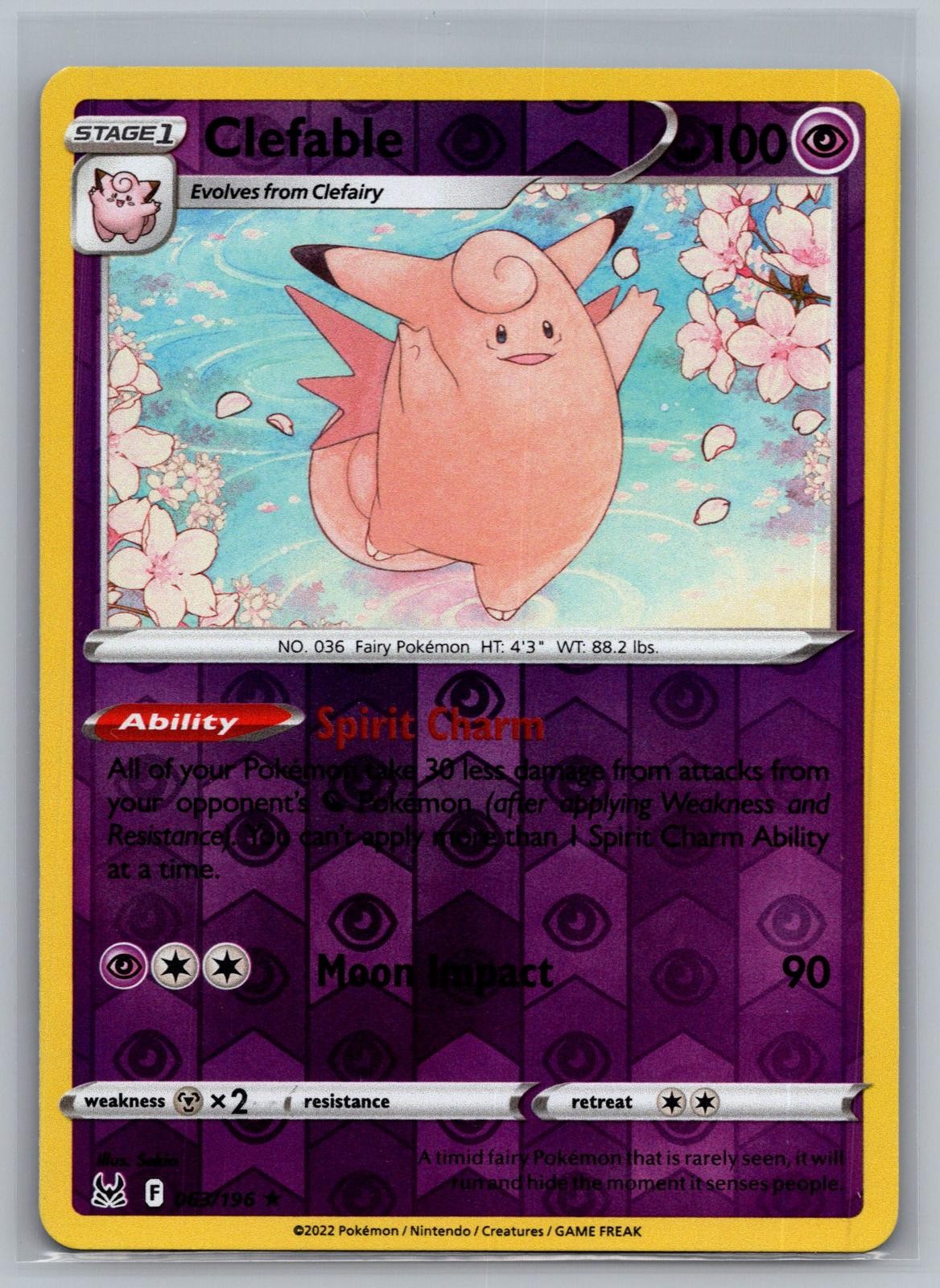 Clefable 063/196 Rare Lost Origin Pokemon Reverse Holo Near Mint