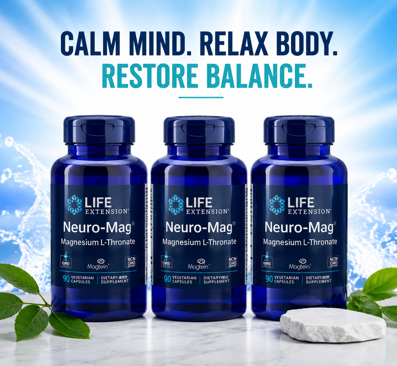 3 PACK Neuro-Mag Magnesium L-Threonate from 2000 mg Magtein - Life Extension US