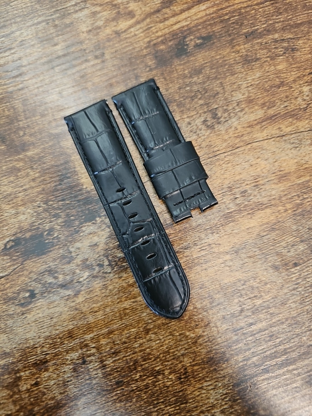 Panerai Watch 24mm OEM Black Alligator Strap for 22mm Deployment Buckle MX001LBN