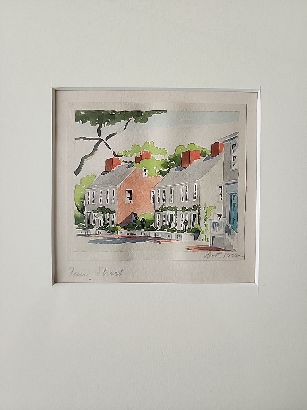 Authentic Period  Watercolor By Doris & Richard Beer Of Nantucket Framed...