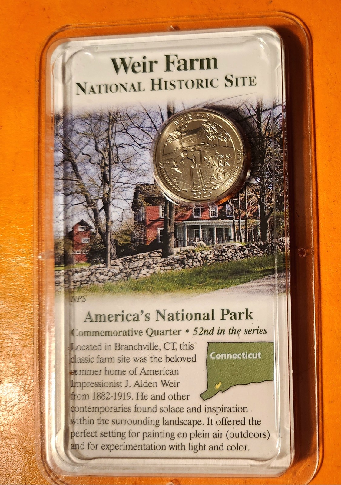 Weir Farm National Historic Site In Branchville, Connecticut 2020-P Quarter Coin Weir Farm National Historic Site In Branchville, Connecticut 2020-P Quarter Coin