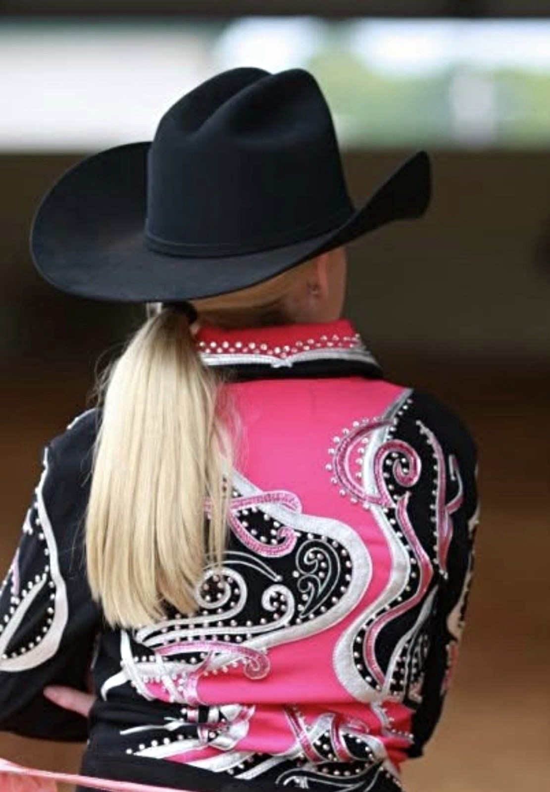 Custom Made by Dardar8 Designs Pink/Black Rhinestone Western Show Jacket Zip Custom Made by Dardar8 Designs Pink/Black Rhinestone Western Show Jacket Zip