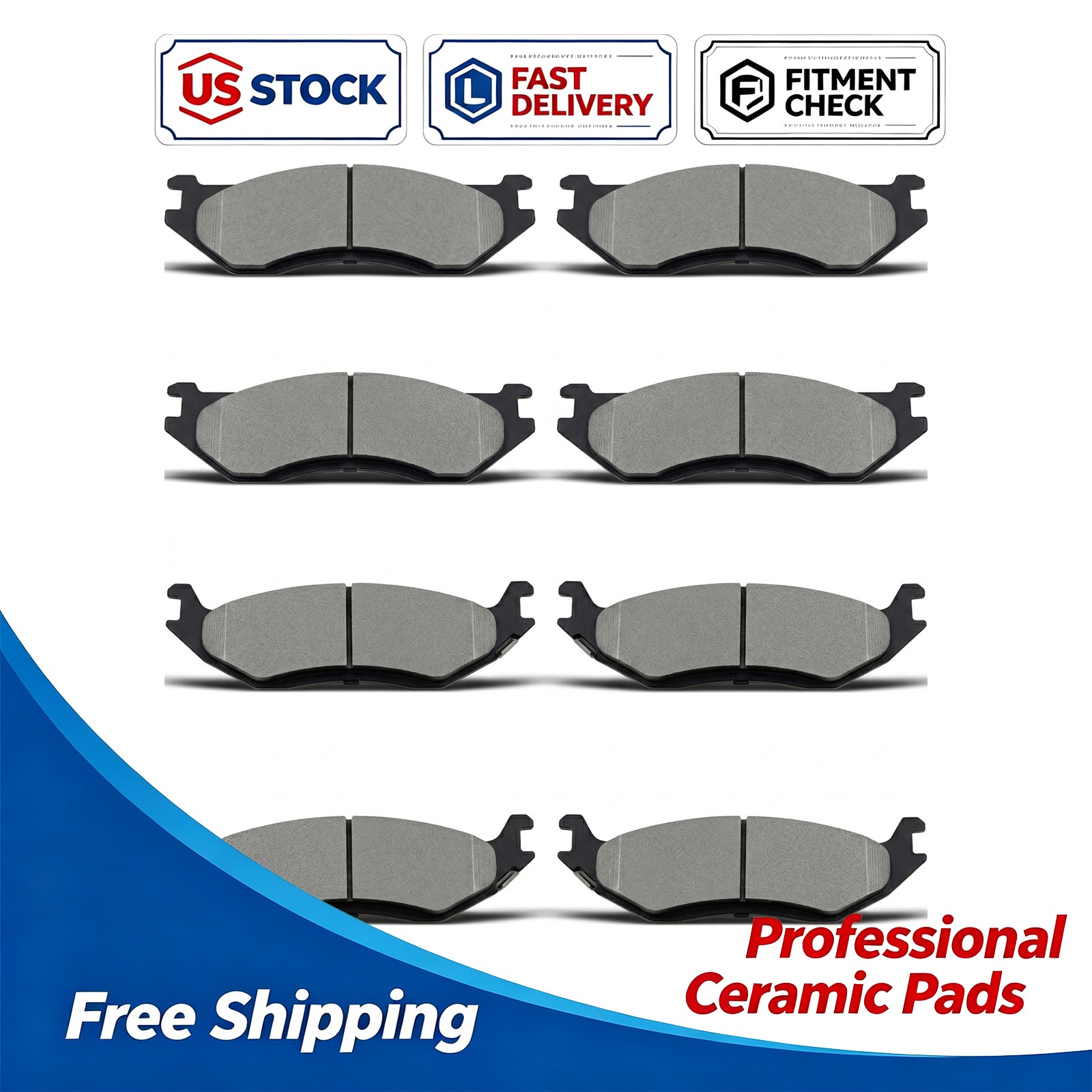 Front Rear Ceramic Brake Pads For 2002-2005 Dodge Ram 1500 2003-2006 Durango