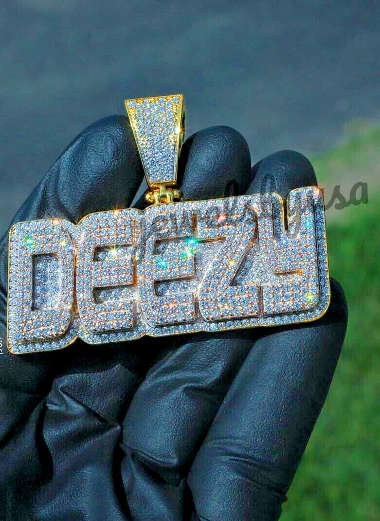 3Ct Real Moissanite DEEZY Custom Name Letter Pendant 925 Silver