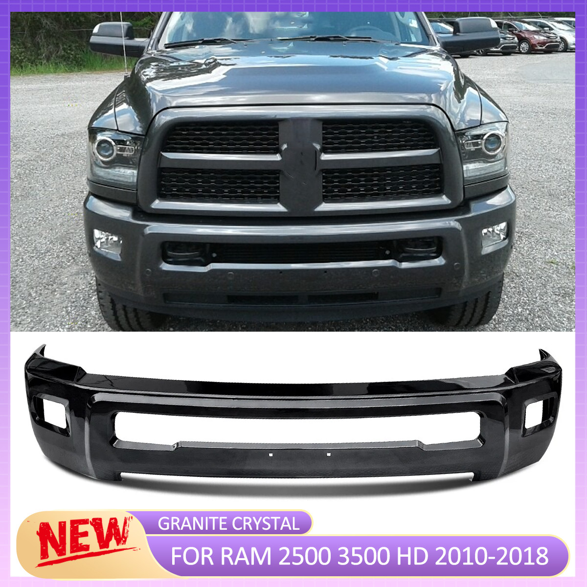 Painted PAU Granite Crystal Front Bumper Face Bar For 2010-2018 RAM 2500 3500 HD