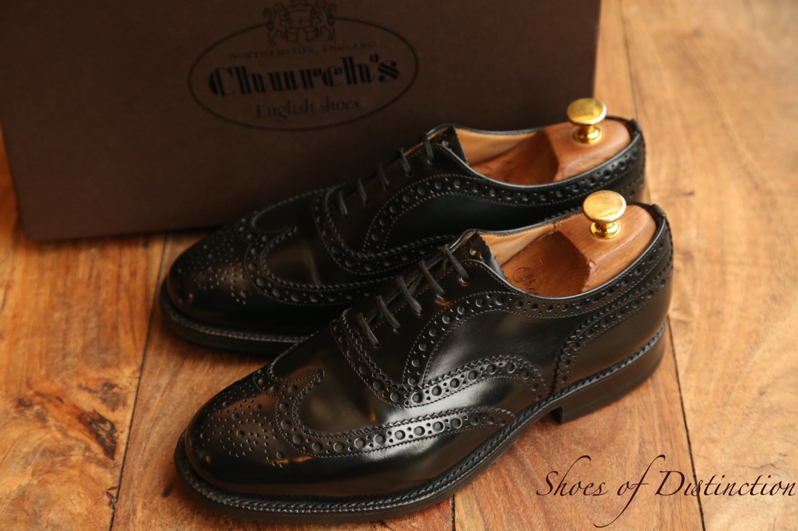 Church\'s Black Leather Oxford Brogue Shoes Men\'s UK 7 US 8 EU 41 Vintage