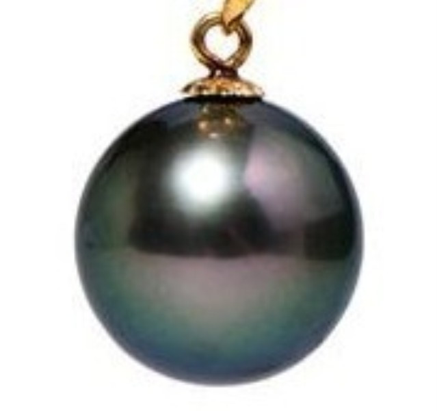 HUGE PERFECT 14MM NATURAL TAHITIAN GENUINE BLACK PEACOCK LOOSE PEARL PENDANT 488