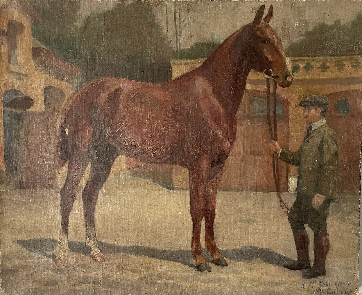 FRENCH IMPRESSIONIST Oil Painting - Pierre Olivier Dubaut - HORSE Equestrian