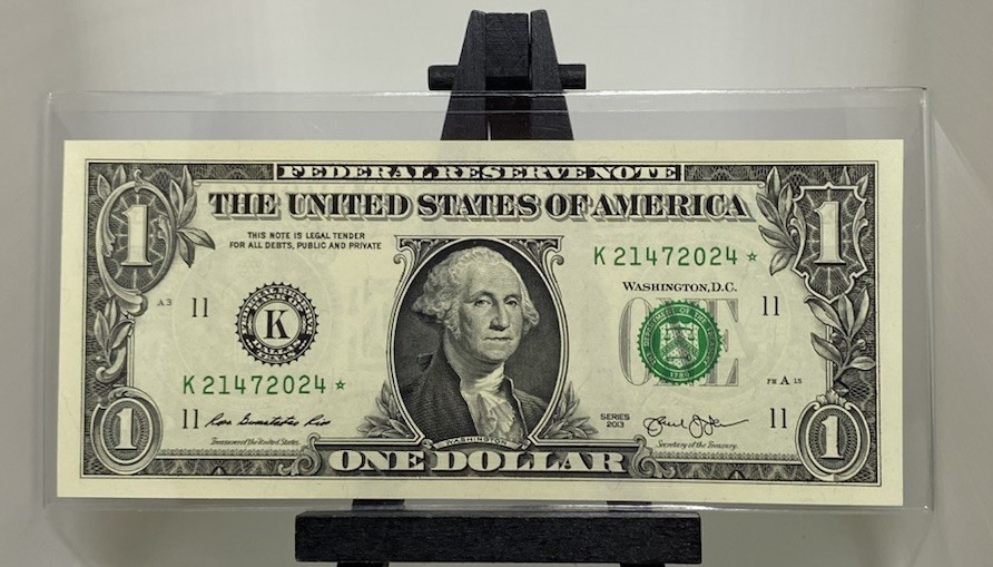 Pristine ONE Dollar 2013 STAR Note RARE K Dallas Serial 2024 Birth Year Gift