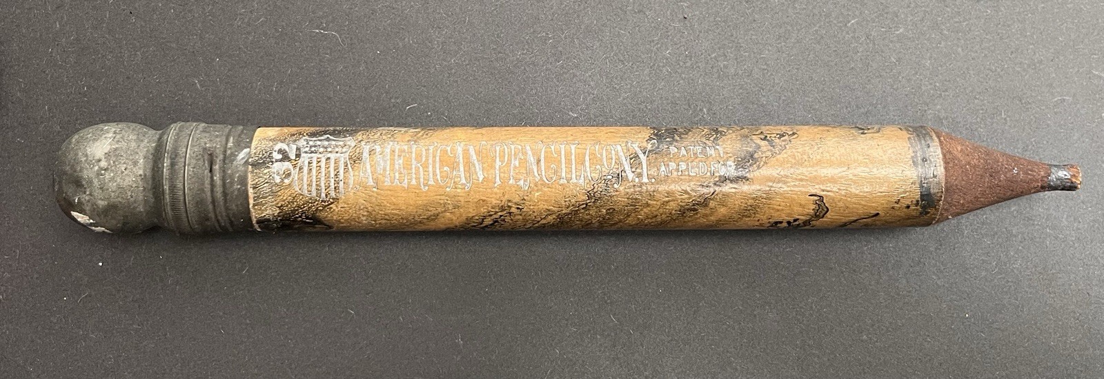 Antique 1910s American Pencil Co New York Oversized Wood Pencil Holder 11”