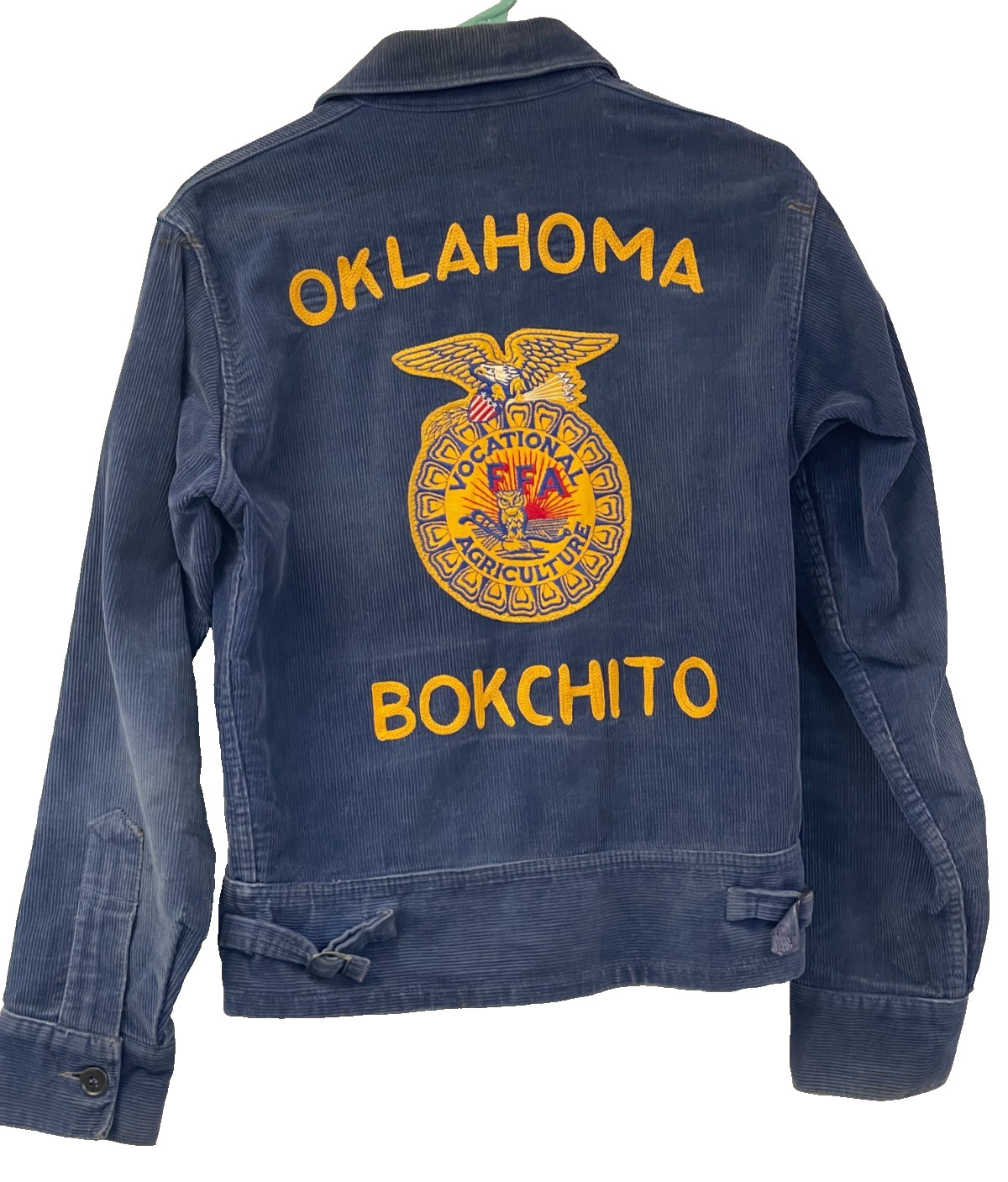 Original FFA Blue Corduroy Jacket Bokchito Oklahoma Vocational Agriculture Small