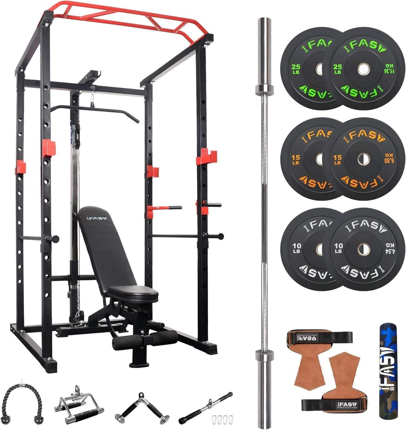 Multi-functional Power Cage,Home Adjustable Pullup Squat Rack 1000Lbs Capacity C