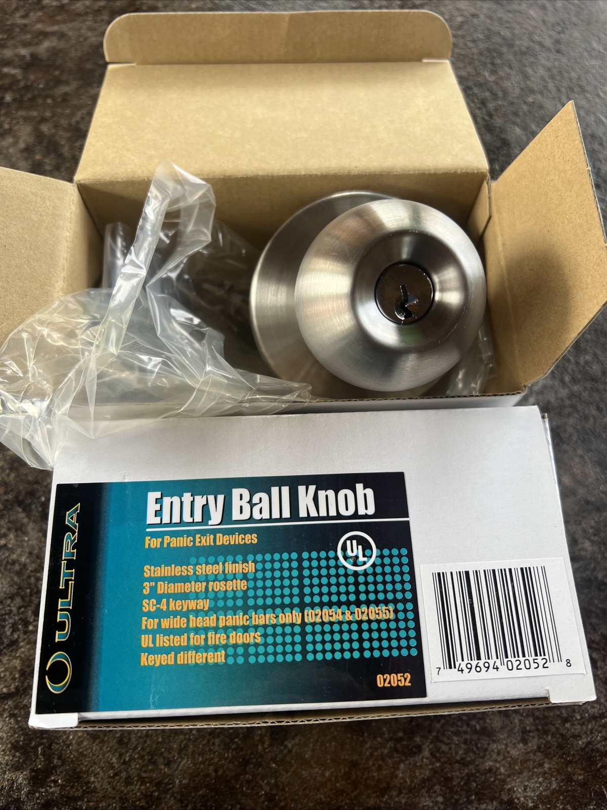  Ultra Hardware 02052 Knob Entry For Wide Head Panic Bars 