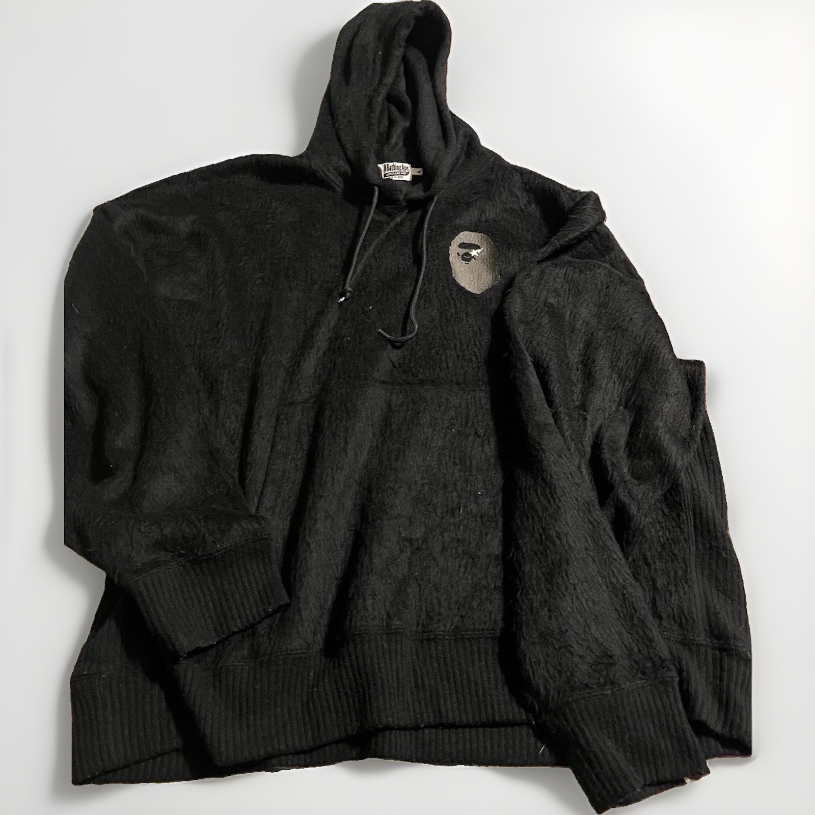 Rare  A Bathing Ape , BAPE Knit Hoodie   Made in Japan WGM Ape 01PPG801014X