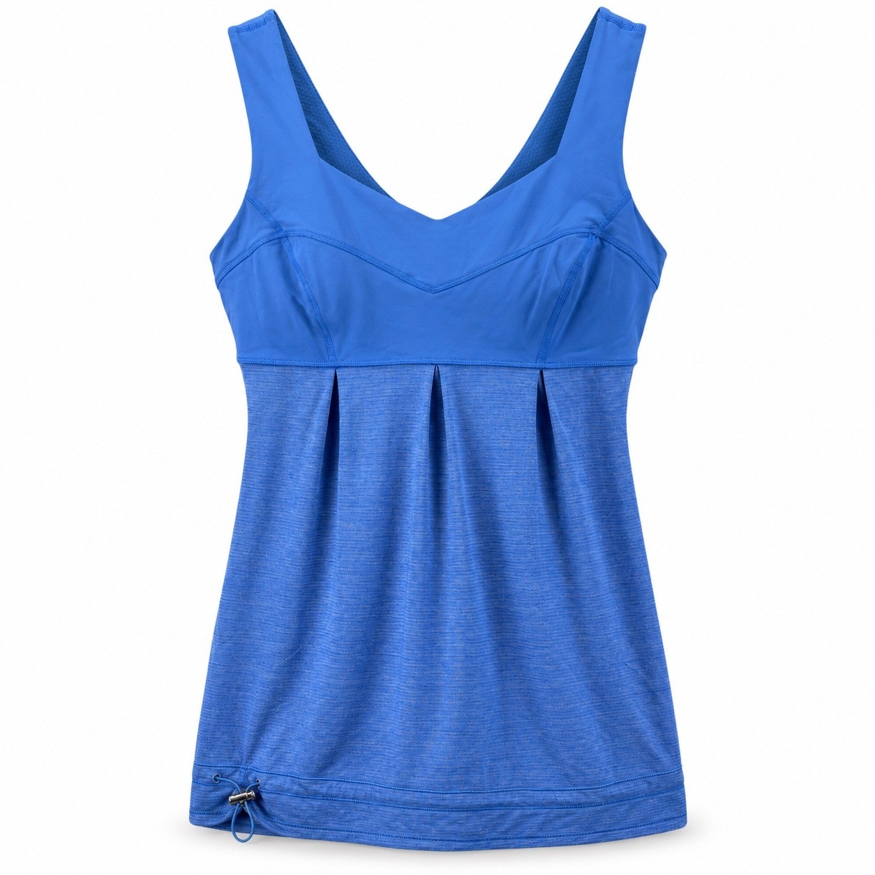 Lululemon Run Tame Me Tank Women\'s 8 Blue Longline Cinch Hem Built In Bra Yoga