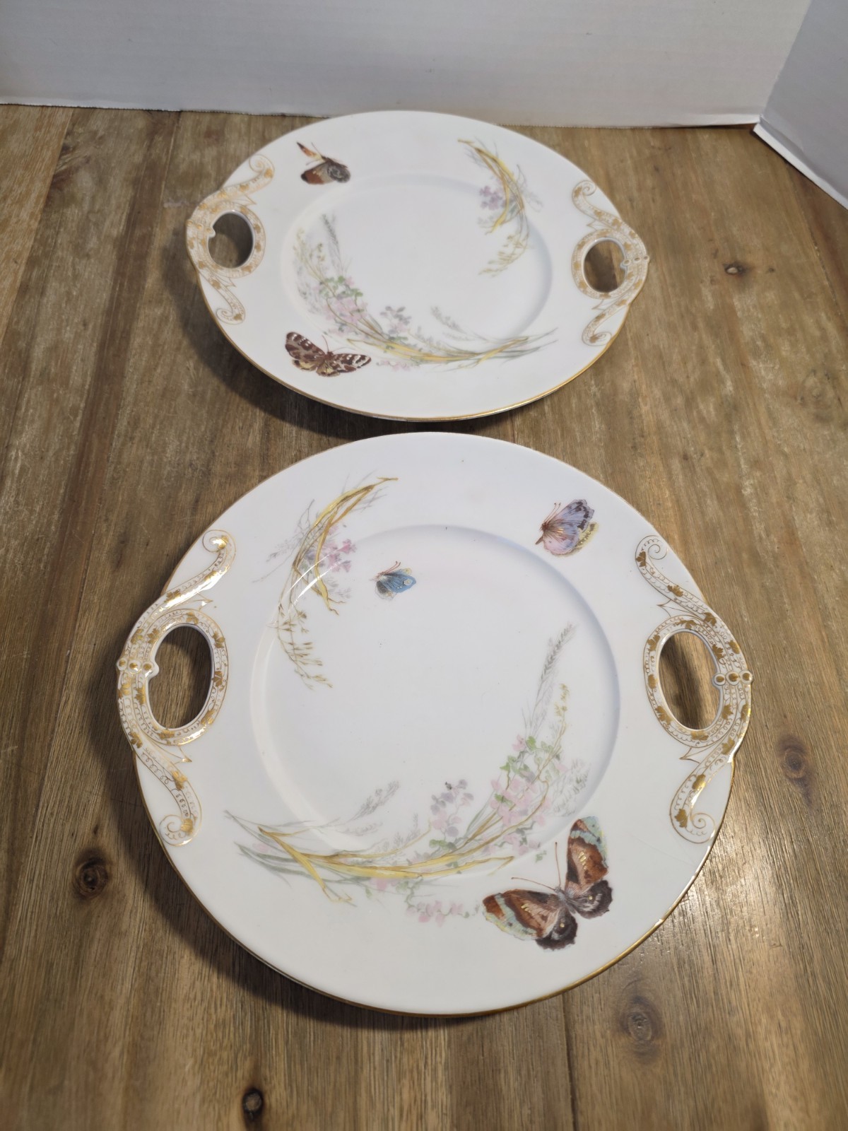 Vintage Haviland Limoges France Two-Handled Round 9.5 inch Plate Cake Gold Rim Vintage Haviland Limoges France Two-Handled Round 9.5 inch Plate Cake Gold Rim