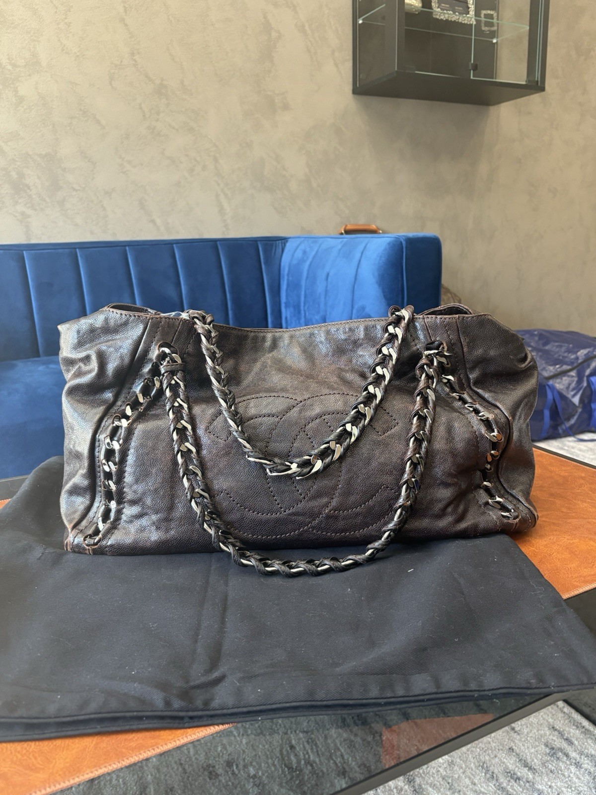 Chanel Chanel Grand Shopping Tote Bag Silver Details Chanel Chanel Grand Shopping Tote Bag Silver Details