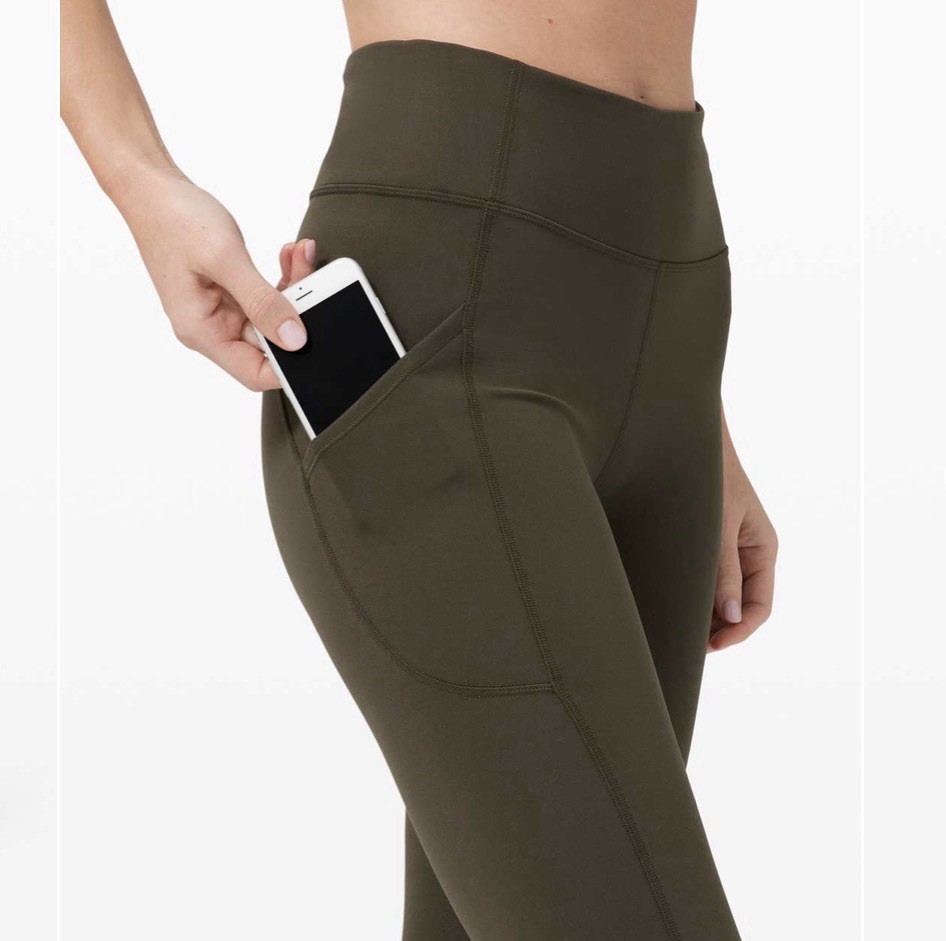 Lululemon Invigorate High Rise Tight 25” Size 4 Dark Olive Leggings Pockets EUC