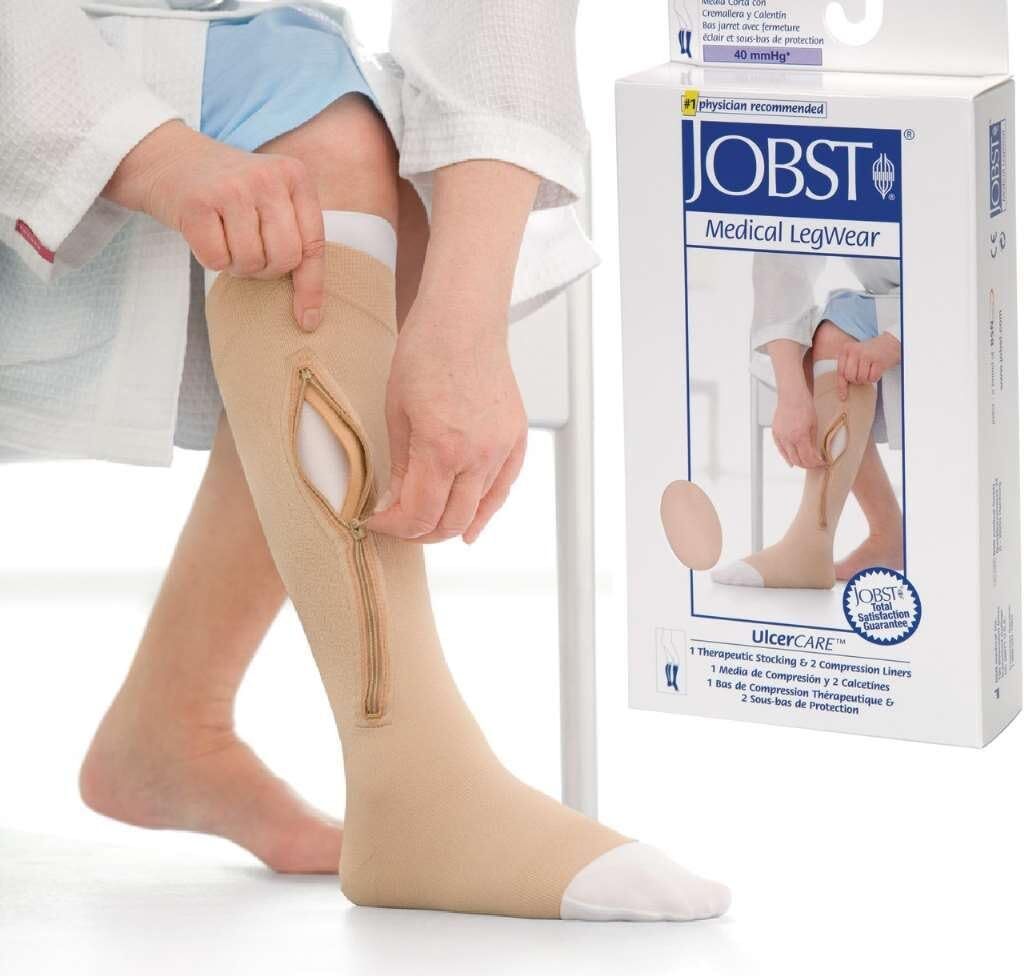 Jobst Ulcer Care Knee ZIP-RIGHT Compression 40 mmHg Stocking & Liners Pick Size Jobst Ulcer Care Knee ZIP-RIGHT Compression 40 mmHg Stocking & Liners Pick Size