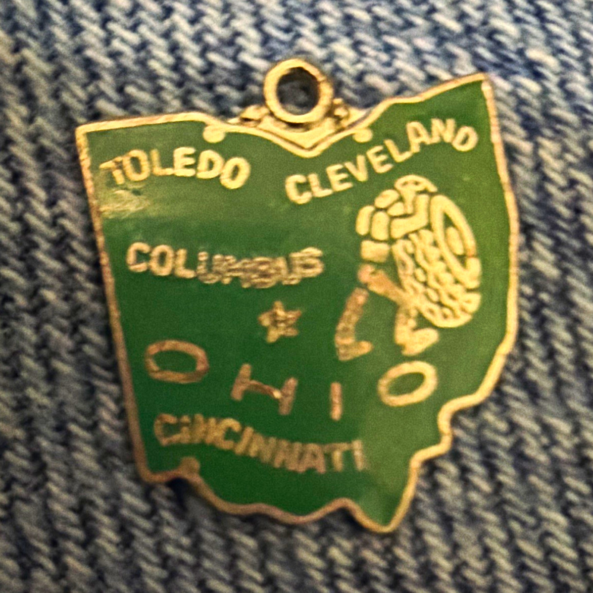 Ohio Souvenir Charm Vintage Green Enamel Ohio Souvenir Charm Vintage Green Enamel