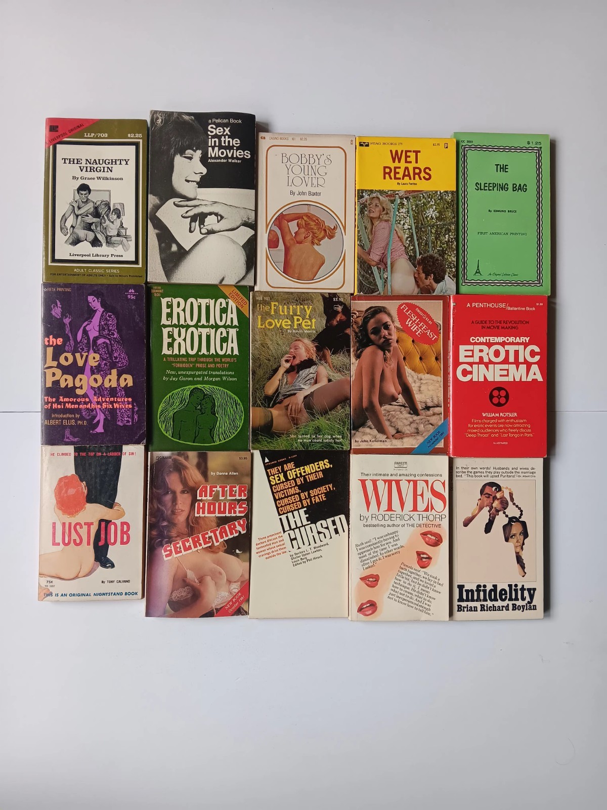 LOT of 15  VINTAGE ROMANCE EROTIC PAPERBACKS BOOKS  1960'S - 80'S  RARE  Set #1