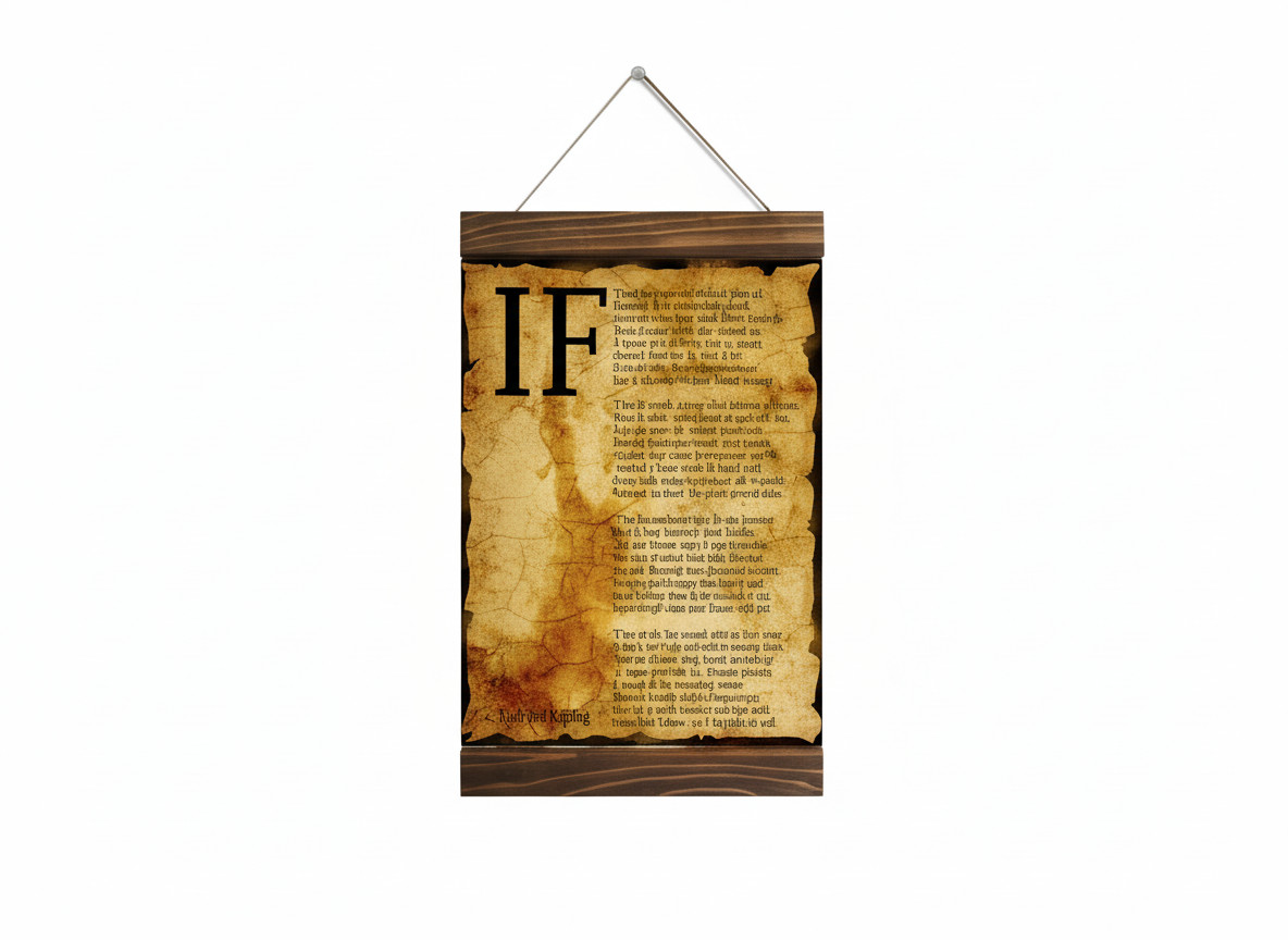 If Poem by Rudyard Kipling Wood Framed Canvas Print Motivational Wall Art
