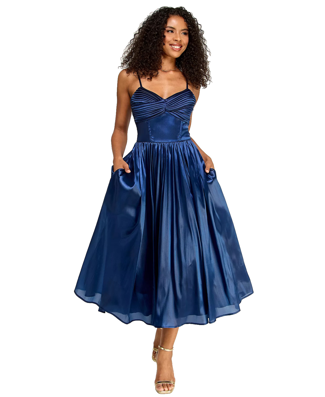 Emerald Sundae Juniors Cocktail Dress Small Bright Blue Midi Flared NWT $109