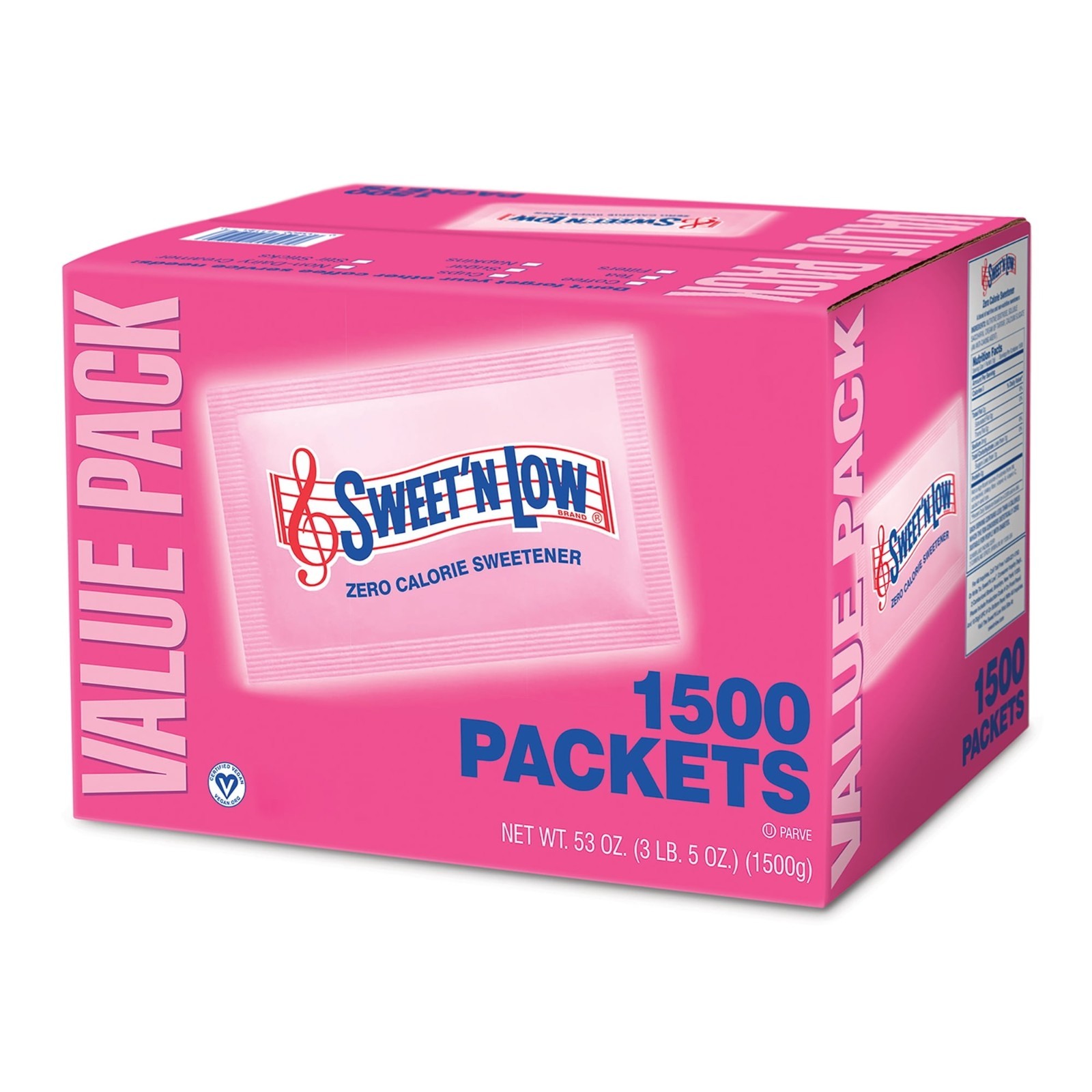 Sweet'N Low Zero Calorie Sweetener Value Pack, 1500 count, 53 oz