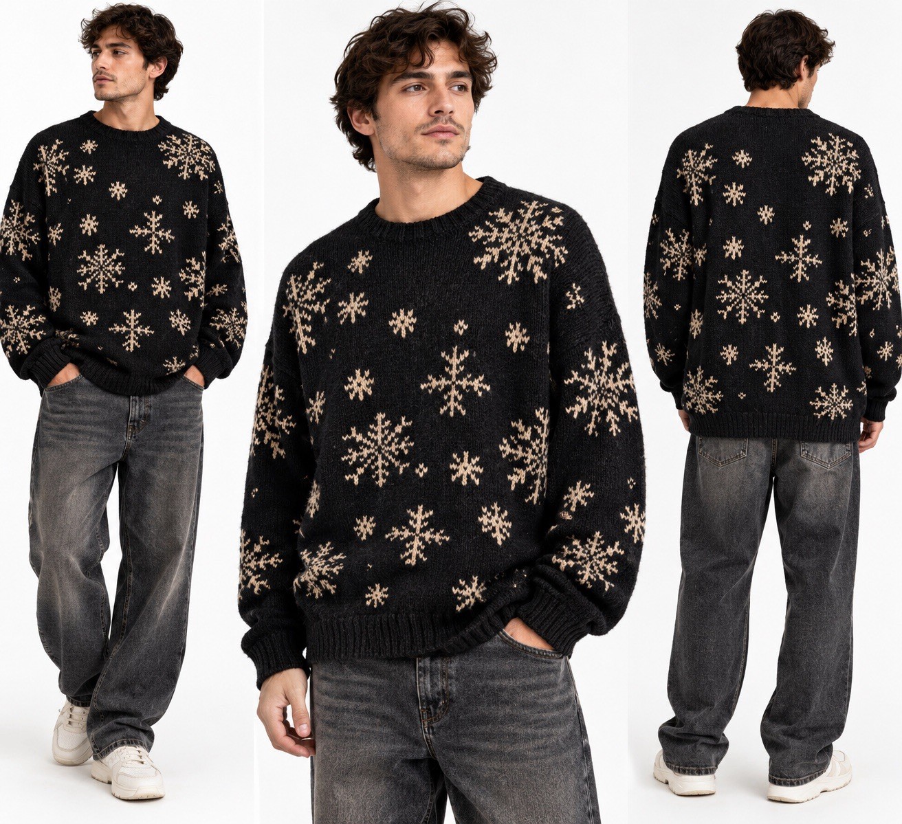 Vtg J Crew Sweater L Wool Snowflake Nordic Fair Isle Ski Winter Christmas