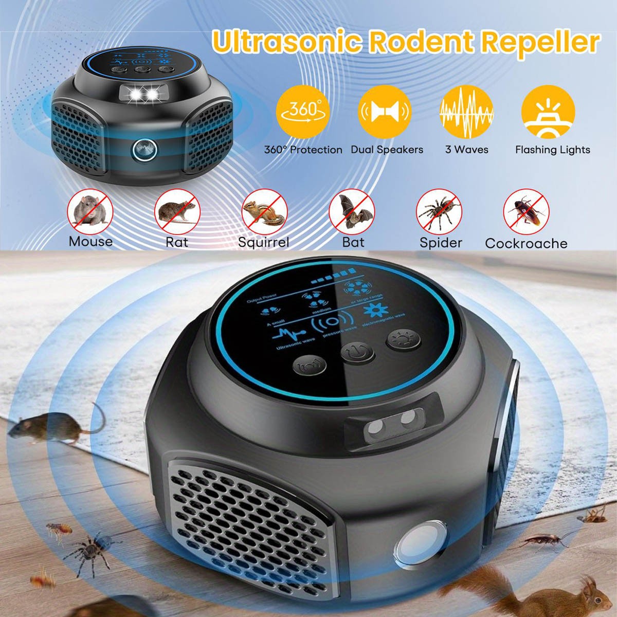 4-in-1 Ultrasonic Rodent Repellent Pest Repeller Mouse Blocker Rat Deterrent 4-in-1 Ultrasonic Rodent Repellent Pest Repeller Mouse Blocker Rat Deterrent
