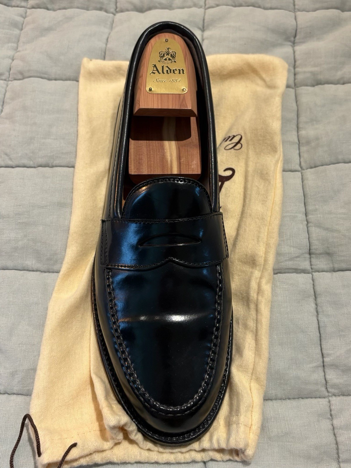 Plated Alden 987 Horween Black Shell Cordovan Men’s Penny Loafer $1,022 MSRP Plated Alden 987 Horween Black Shell Cordovan Men’s Penny Loafer $1,022 MSRP