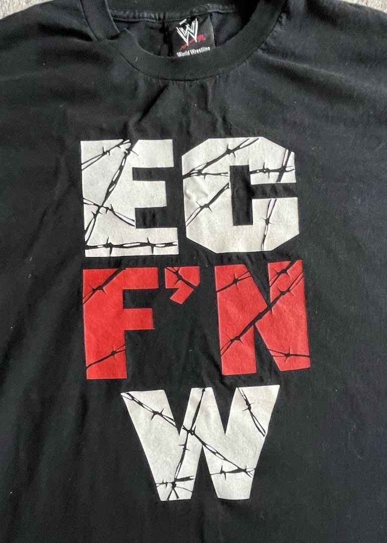 Vintage 90s WWE ECW EC F’N W Barbed Wire Shirt Black 2XL Authentic Wrestling Tee
