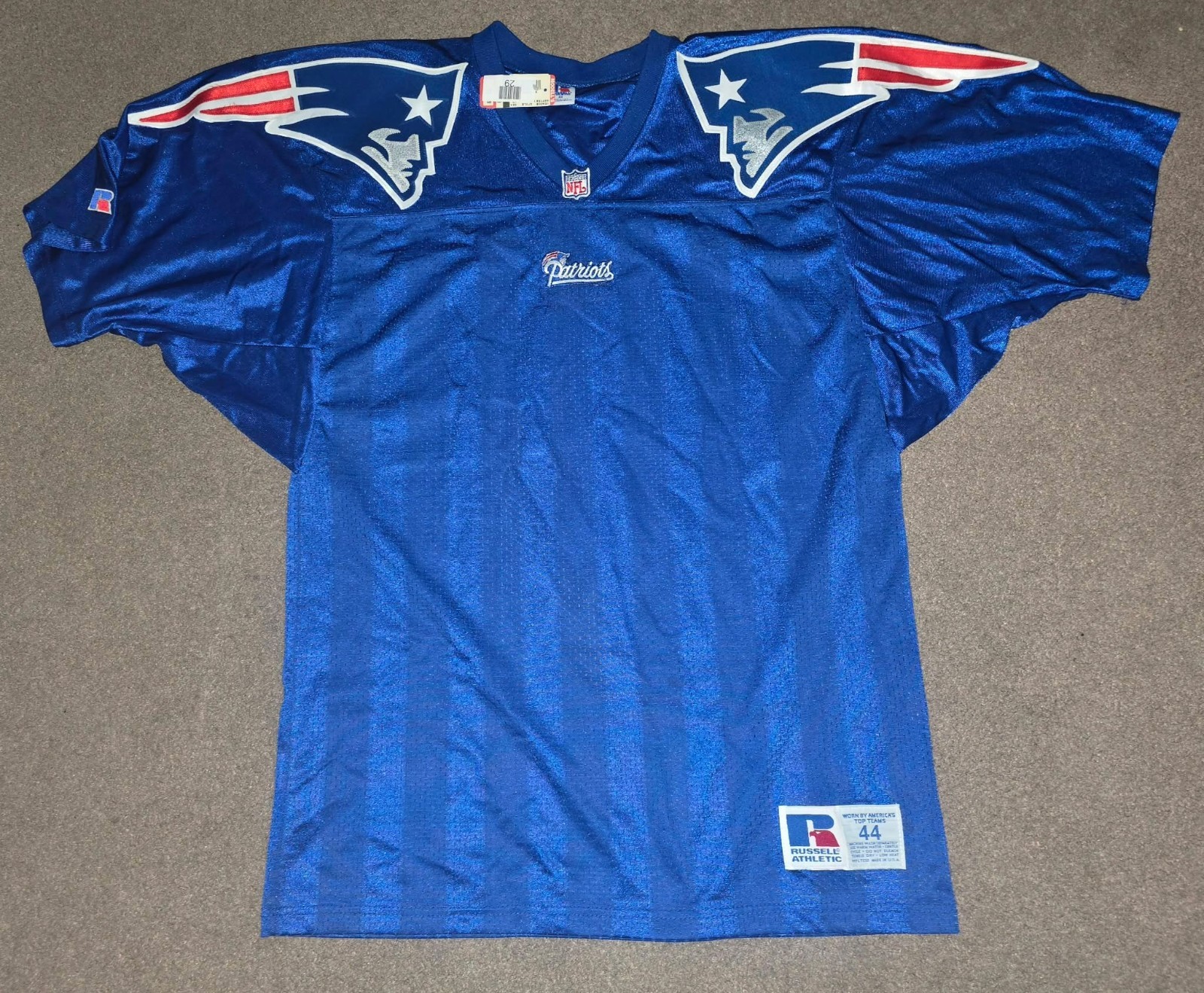 NWT Vtg New England Patriots Russell Blank Authentic NFL Football Jersey 44