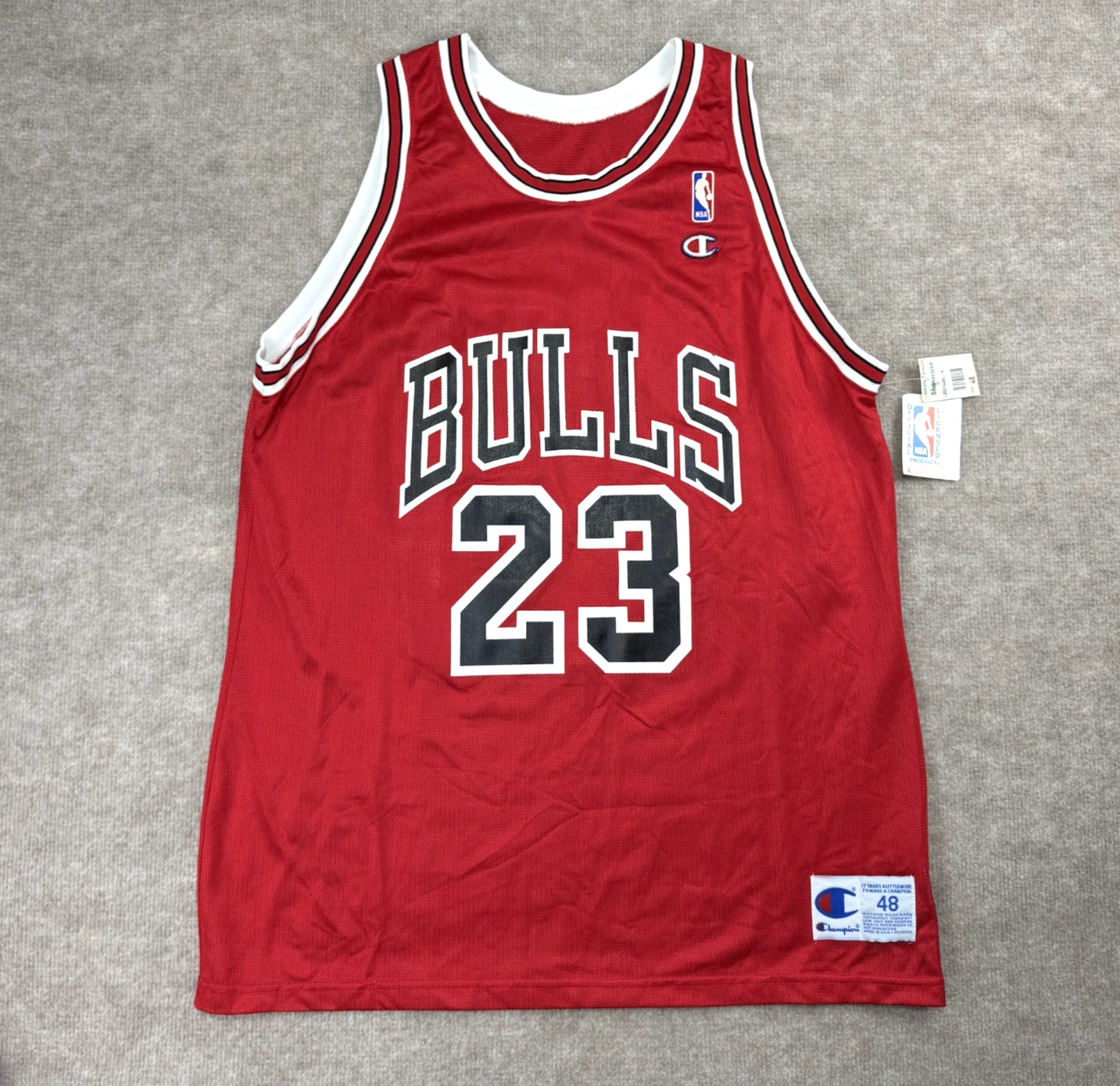 Vintage Michael Jordan Chicago Bulls Champion Jersey Mens 48 XL 90s NEW WITH TAG Vintage Michael Jordan Chicago Bulls Champion Jersey Mens 48 XL 90s NEW WITH TAG