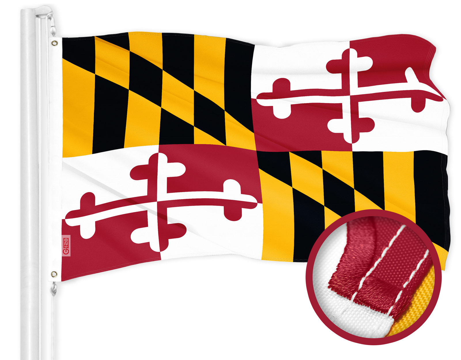 G128 Maryland MD State Flag 2x3 Ft ToughWeave Series Embroidered 300D Polyester