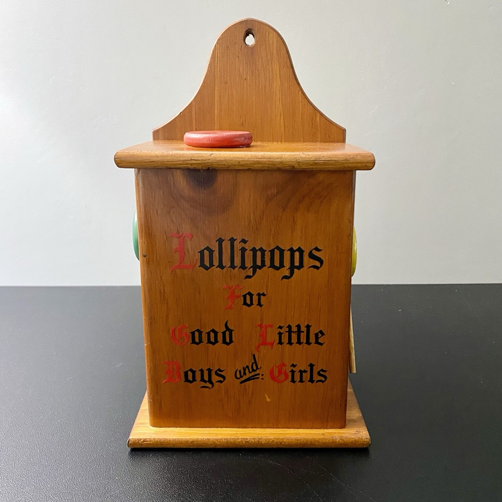 Vintage Cornwall Wood Lollipops For Good Boys And Girls Hanging Box Container