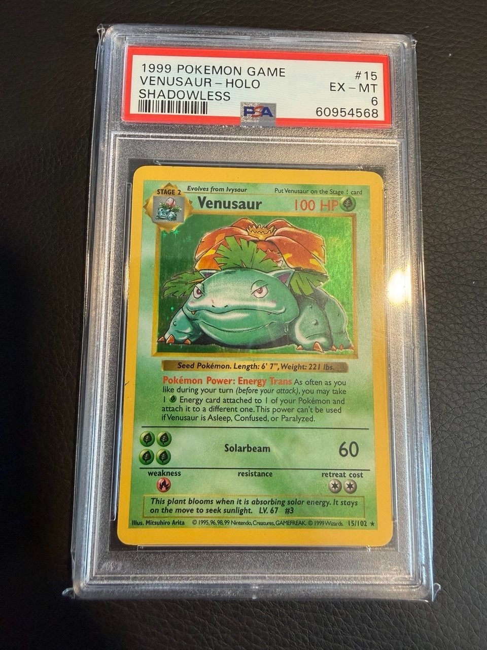 Venusaur 015/102 Base Set (Shadowless) Holo PSA 6 Venusaur 015/102 Base Set (Shadowless) Holo PSA 6