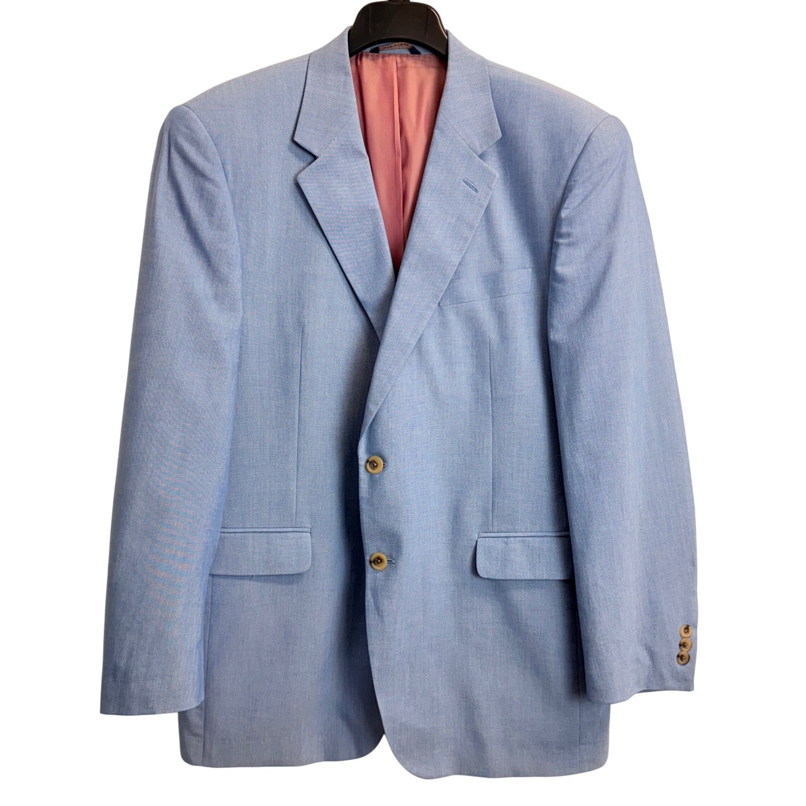 Alan Flusser Mens Silk Cotton Blazer 42R Blue Chambray Two Button Sport Coat Alan Flusser Mens Silk Cotton Blazer 42R Blue Chambray Two Button Sport Coat