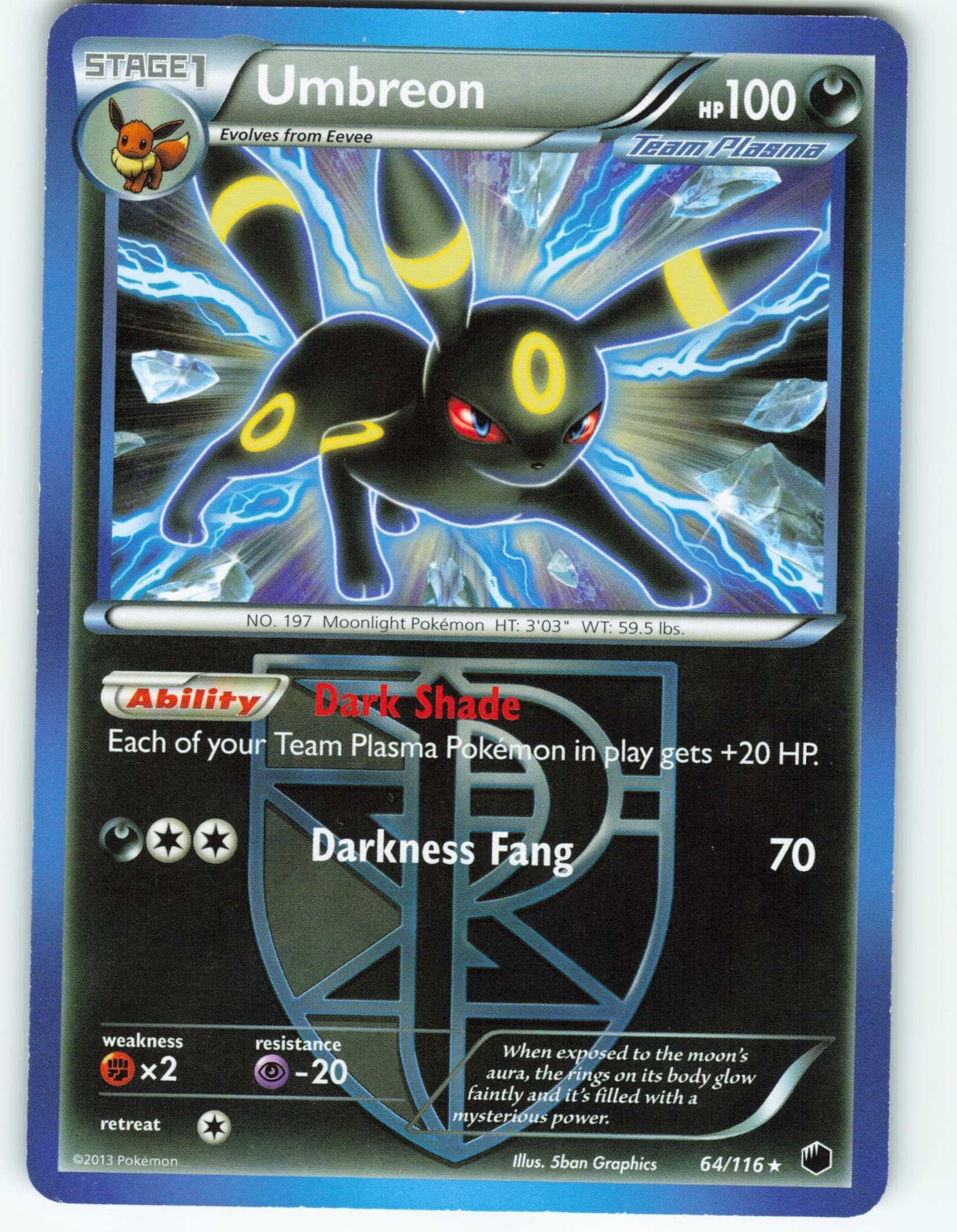 Umbreon - Non Holo - 64/116 Plasma Freeze - Pokémon TCG - 2013 Umbreon - Non Holo - 64/116 Plasma Freeze - Pokémon TCG - 2013