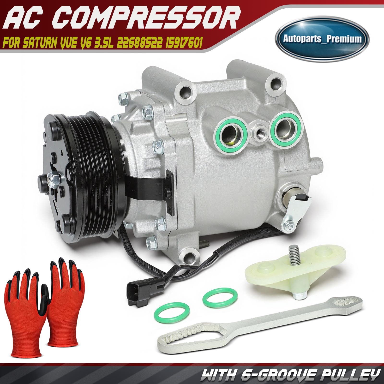 New AC Compressor with Clutch for Saturn Vue 2004-2007 V6 3.5L 22688522 15917601