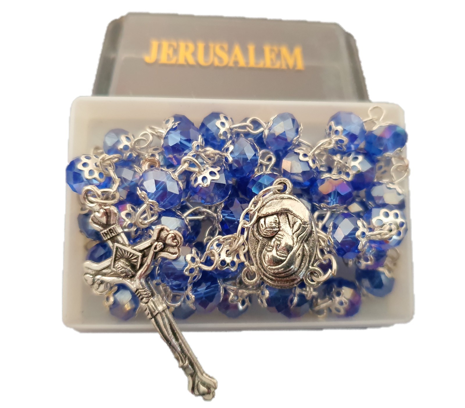 Catholic Blue Jerusalem Crystal Rosary Catholic Blue Jerusalem Crystal Rosary