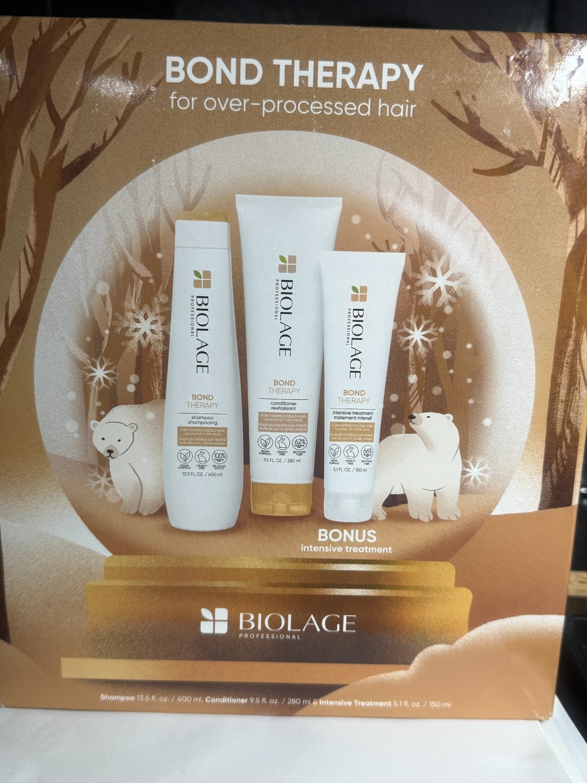 BIOLAGE Bond Therapy SHAMPOO, CONDITIONER, TREATMENT Gift Set BOXED BIOLAGE Bond Therapy SHAMPOO, CONDITIONER, TREATMENT Gift Set BOXED