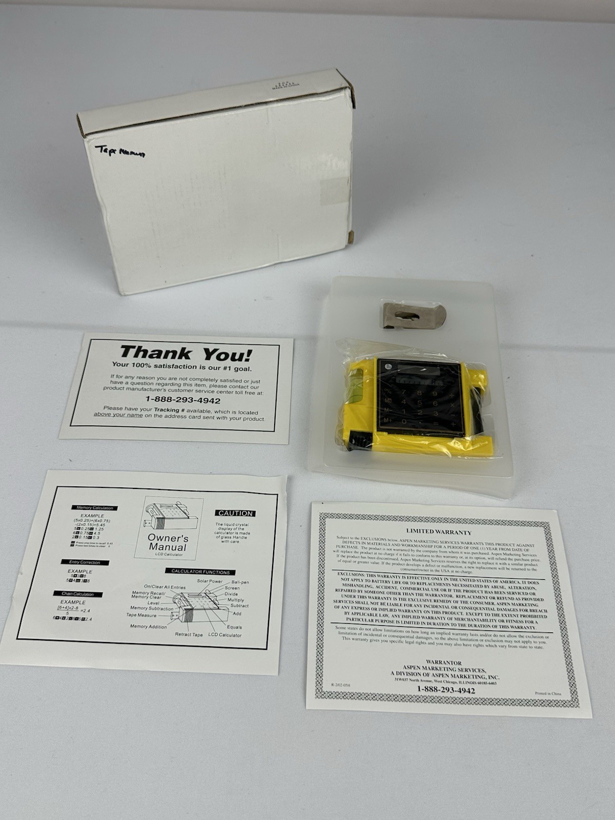 Vintage Calculator Tape Measure Combo Tool Desk Gadget NOS w/ Box Manual Vintage Calculator Tape Measure Combo Tool Desk Gadget NOS w/ Box Manual