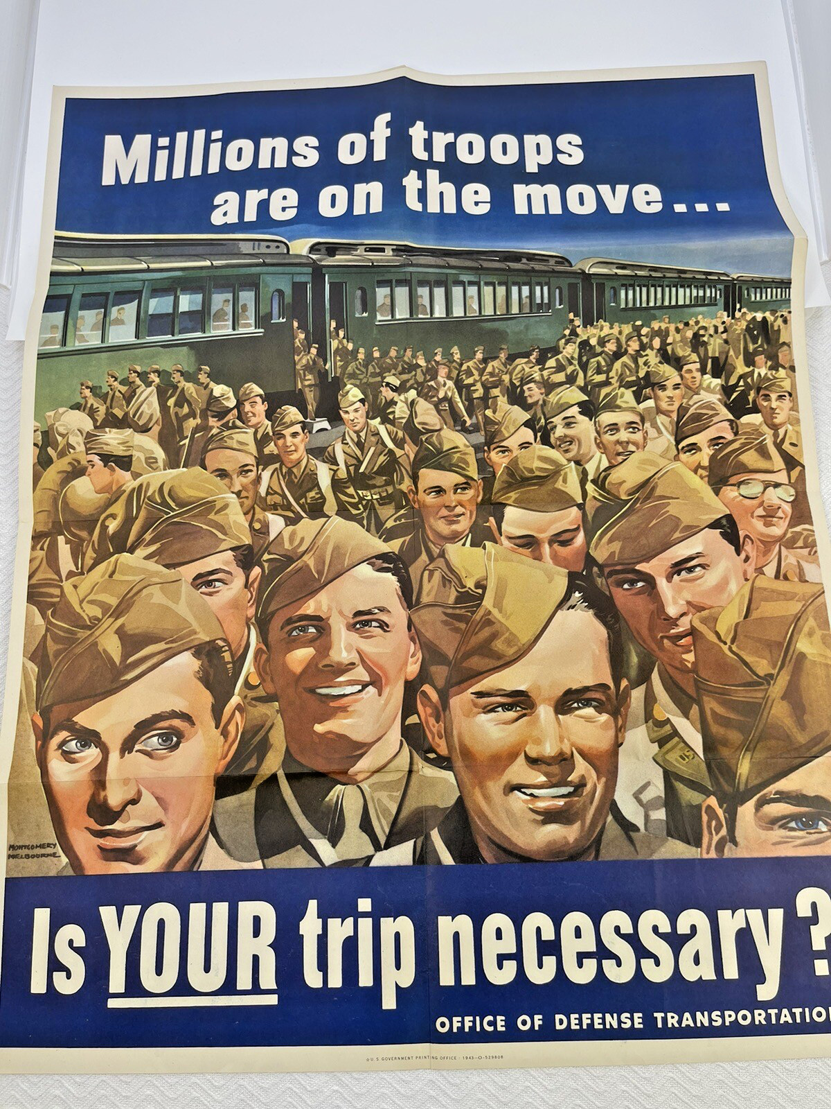 Original VTG WW2 Is Your Trip Necessary Poster propaganda Rare Original VTG WW2 Is Your Trip Necessary Poster propaganda Rare