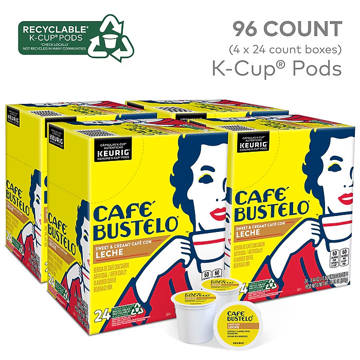 Café Bustelo Sweet & Creamy Café con Leche Coffee Keurig K-Cup Pods 96 Count Box Café Bustelo Sweet & Creamy Café con Leche Coffee Keurig K-Cup Pods 96 Count Box