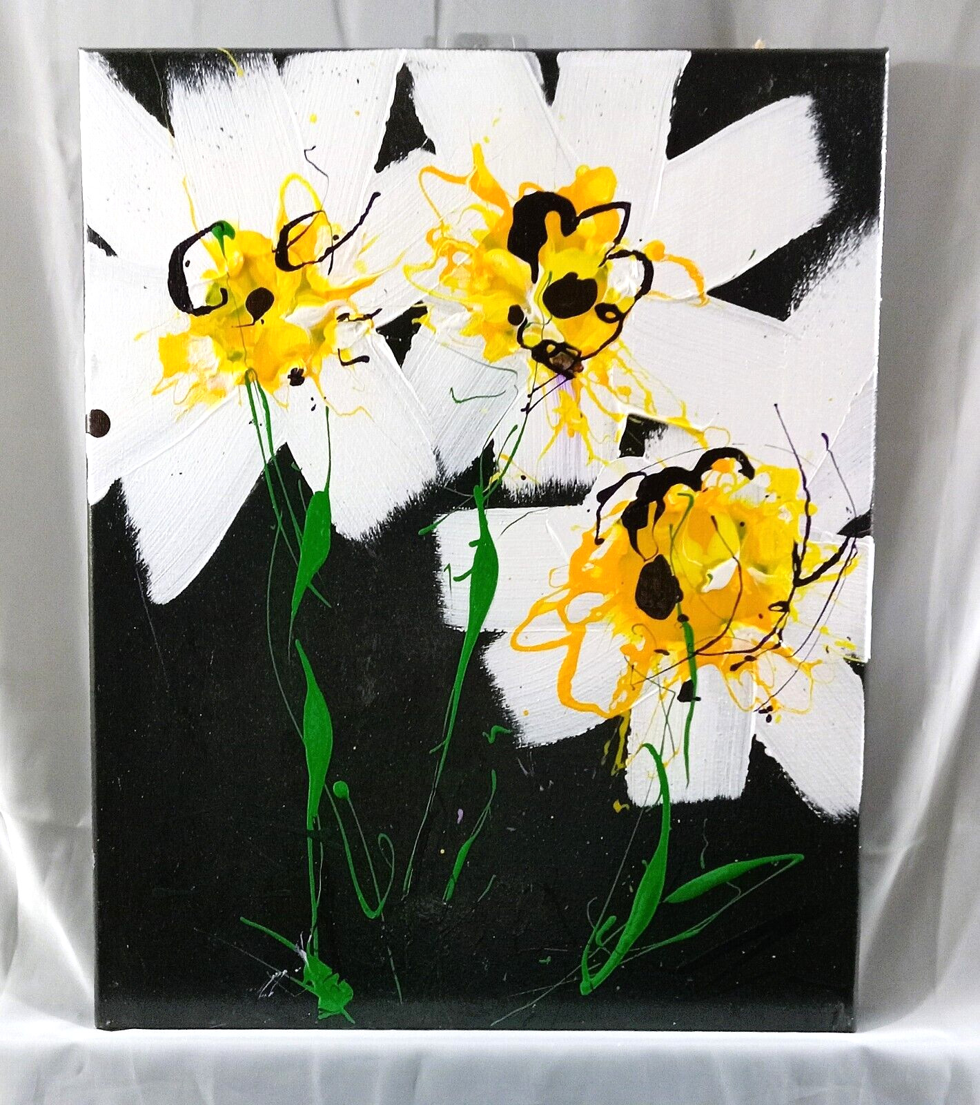 WILDFLOWERS PAINTING ORIGINAL ACRYLIC ABSTRACT MODERN ART 16X20X1 SIGNED UNIQUE